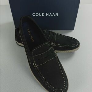 Men's Cole Haan Claude Black Suede Penny Loafers Shoes Slip-Ons 11.5 M NIB